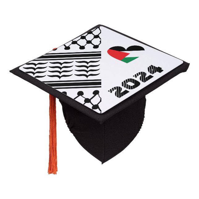 Palestinian Kufeya 2024 Graduation Cap Topper (Angled)