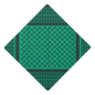 palestinian kuffiya black and Green Graduation Cap Topper
