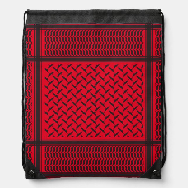 palestinian kuffiya black and red drawstring bag (Front)