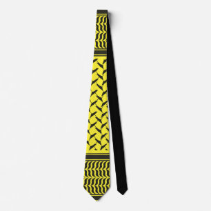 palestinian kuffiya black and Yellow Neck Tie
