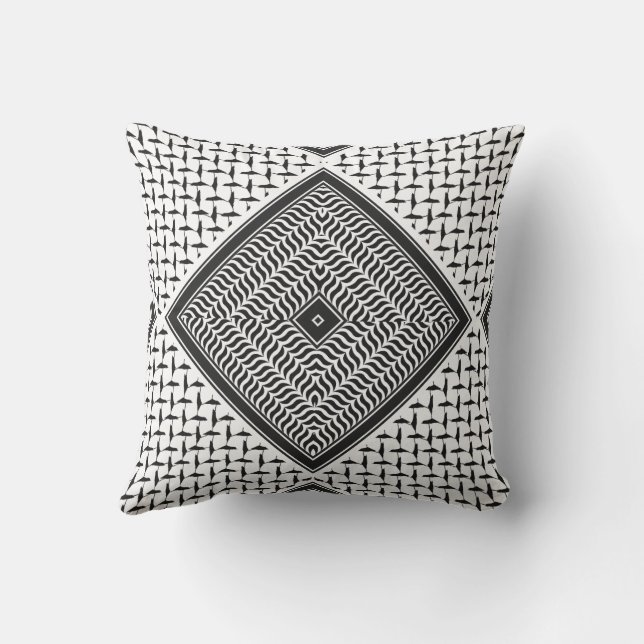 Palestinian kuffiya Palestine Embroidery Throw Pillow (Back)