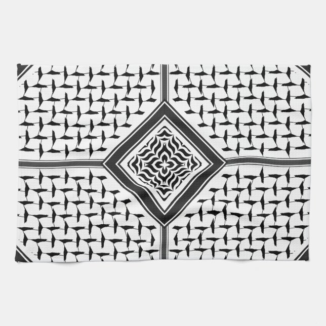 Palestinian Kuffiya pattern Printed Design Kitchen Towel (Horizontal)