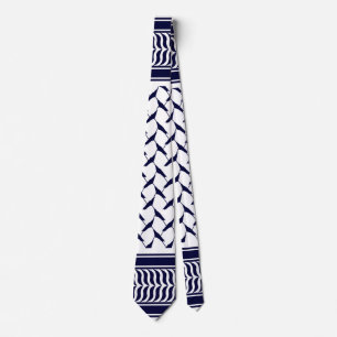 palestinian kuffiya white and dark blue neck tie