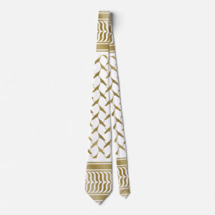Palestinian Kuffiyeh Gold and white Neck Tie