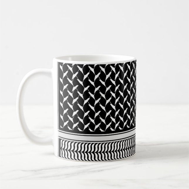 Palestinian Kufiya | black Keffiyeh Coffee Mug (Left)