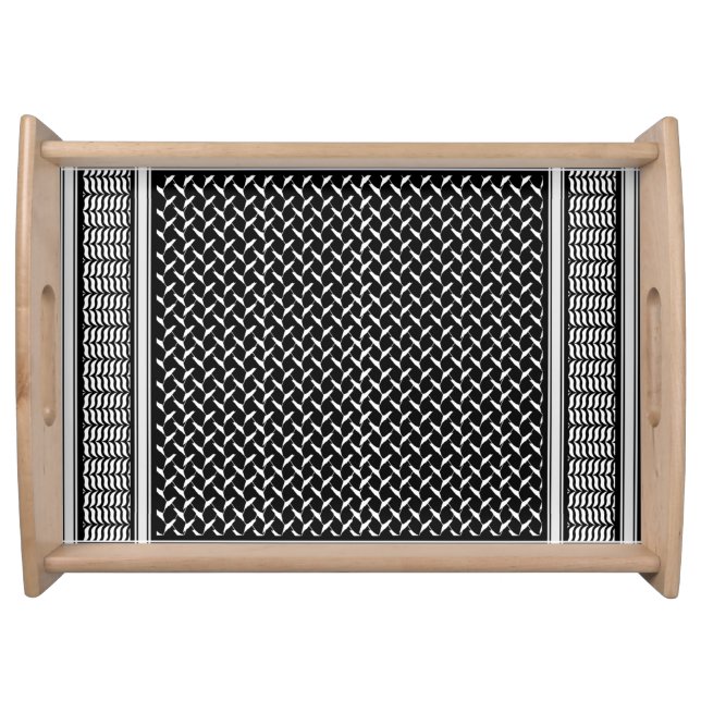 Palestinian Kufiya | black Keffiyeh  Serving Tray (Front)