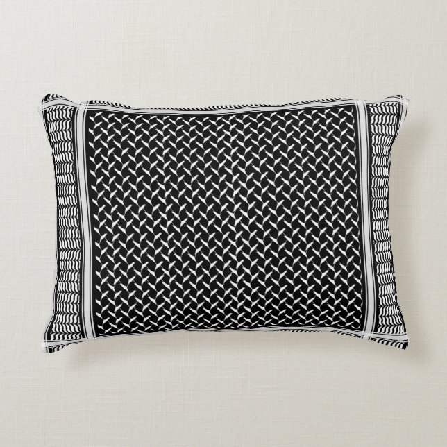 Palestinian Kufiya | black Keffiyeh Tapestry Accent Pillow (Front)