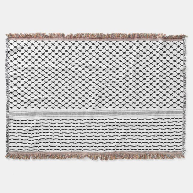 Palestinian Kufiya Traditional Folk Hatta Pattern Throw Blanket (Front)