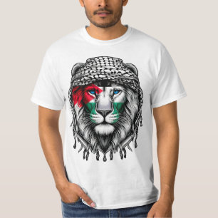 Palestinian Lion – Keffiyeh & Palestine Flag T-Shirt