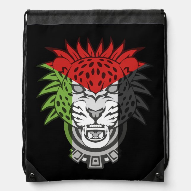 Palestinian lion - Palestine FLAG Lion Drawstring Bag (Front)