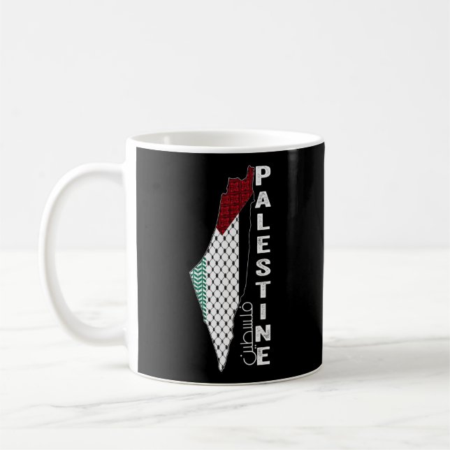 Palestinian Map Keffiyeh Thobe Patterns Palestine  Coffee Mug (Left)
