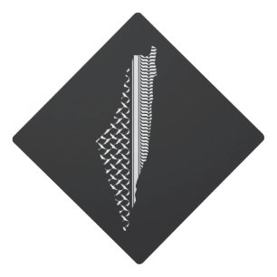 Palestinian map with traditional pattern graduation cap topper