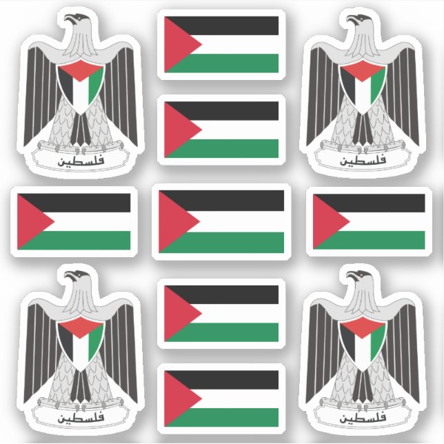 Palestinian national symbols /emblem and flag sticker (Front)