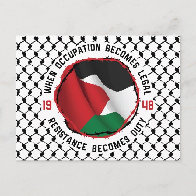 Palestinian Resistance Occupation Human Rights Holiday Postcard (Front)