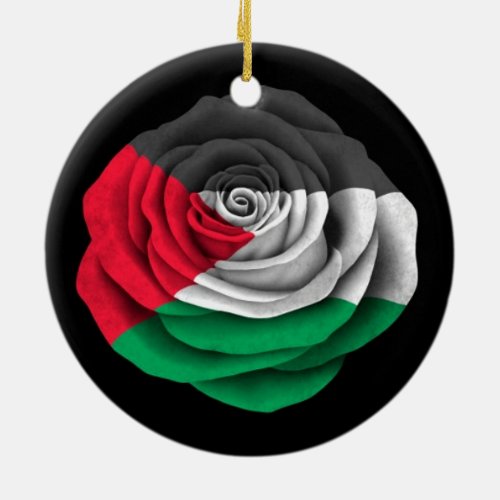 Palestinian Rose Flag on Black Ceramic Ornament