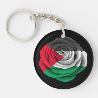 Palestinian Rose Flag on Black Keychain