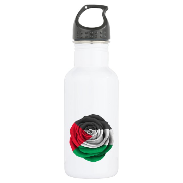 Palestinian Rose Flag Stainless Steel Water Bottle (Front)