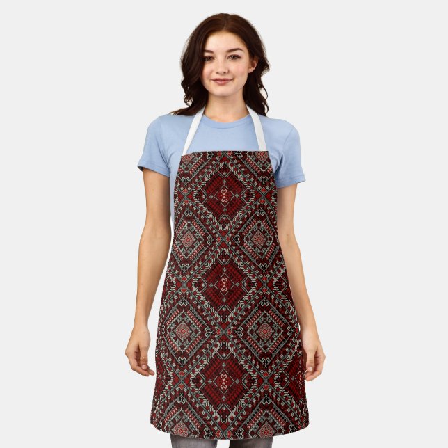 Palestinian Tatreez Apron - Palestine Embroidery  (Worn)