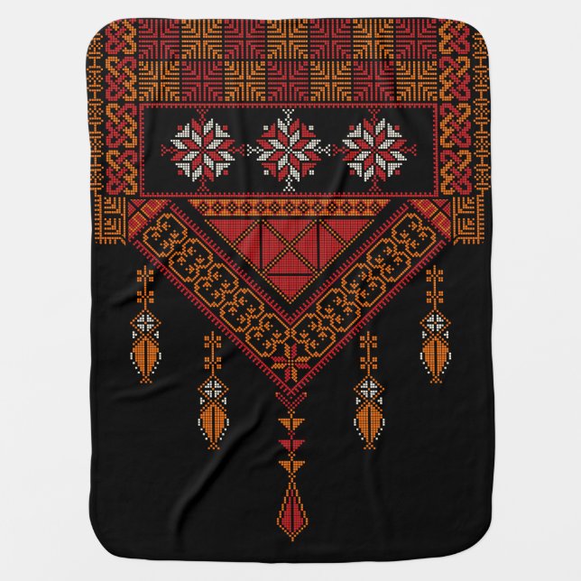 Palestinian Tatreez  Embroidery- palestine Art Baby Blanket (Front)