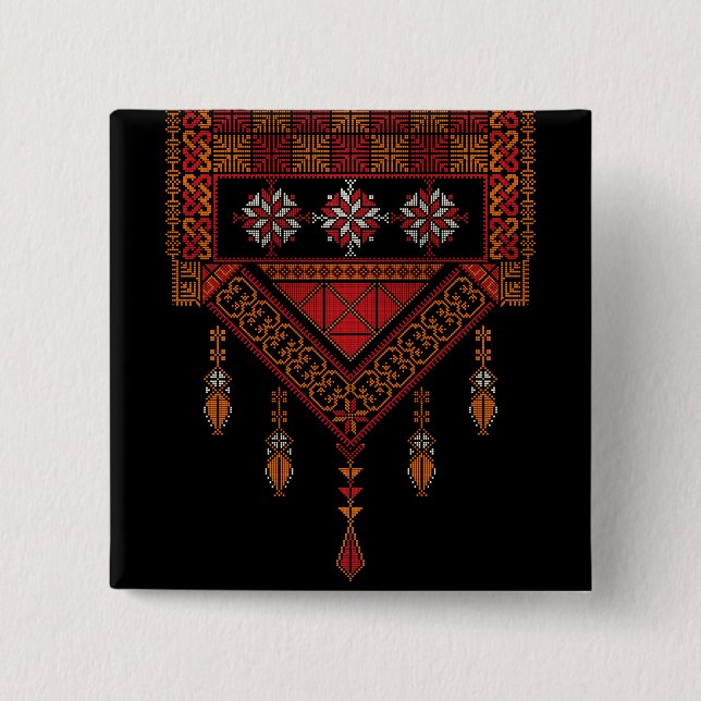 Palestinian Tatreez  Embroidery | palestine Art  Button (Front)