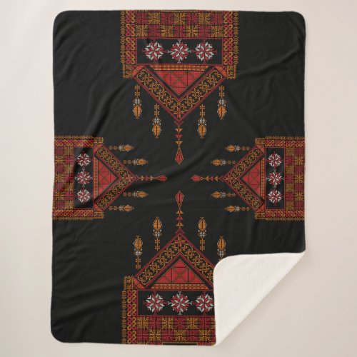 Palestinian Tatreez  Embroidery palestine Art Sherpa Blanket