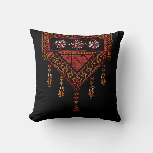 Palestinian Tatreez  Embroidery | palestine Art Throw Pillow (Front)