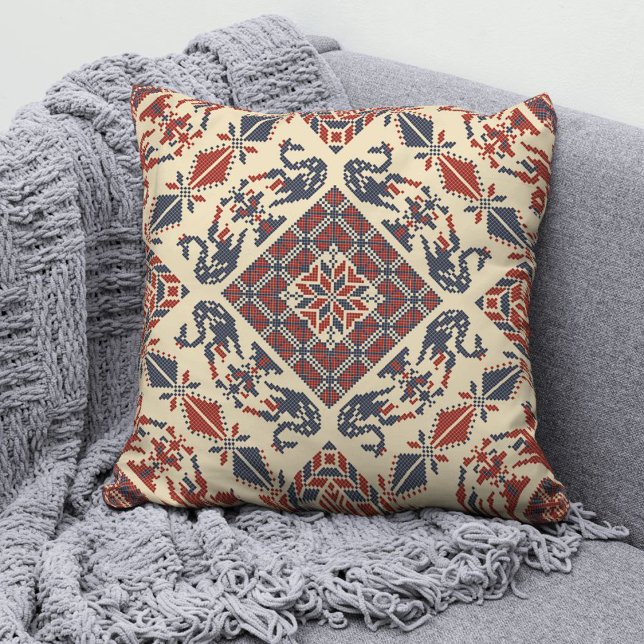 Palestinian Tatreez Fashion Throw Pillow 9 (Creator Uploaded)