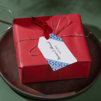 Palestinian Tatreez Print Gift Tag In Blue