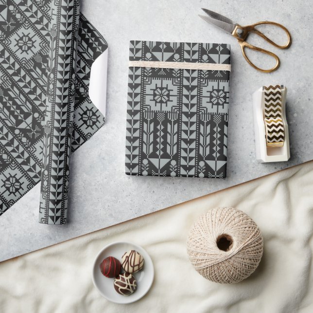 Palestinian Tatreez Print Wrapping Paper (Crafts)