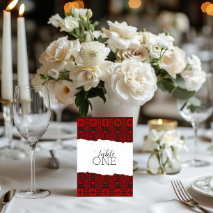 Palestinian Tatreez Red Table Number