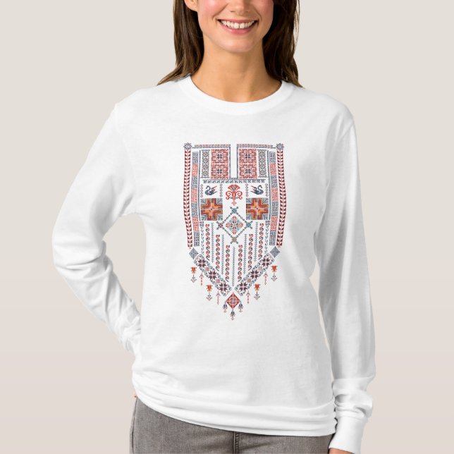 Palestinian Tatreez With Palestine Arabic Name  T-Shirt (Front)