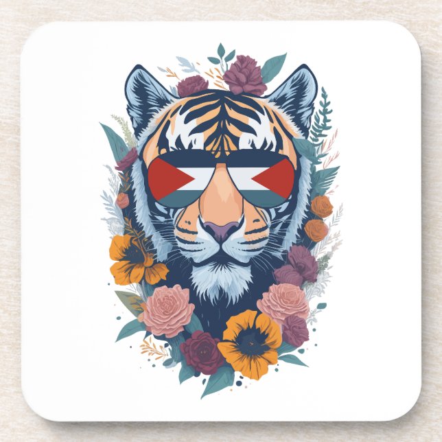 Palestinian tiger - Palestine FLAG  Beverage Coaster (Front)