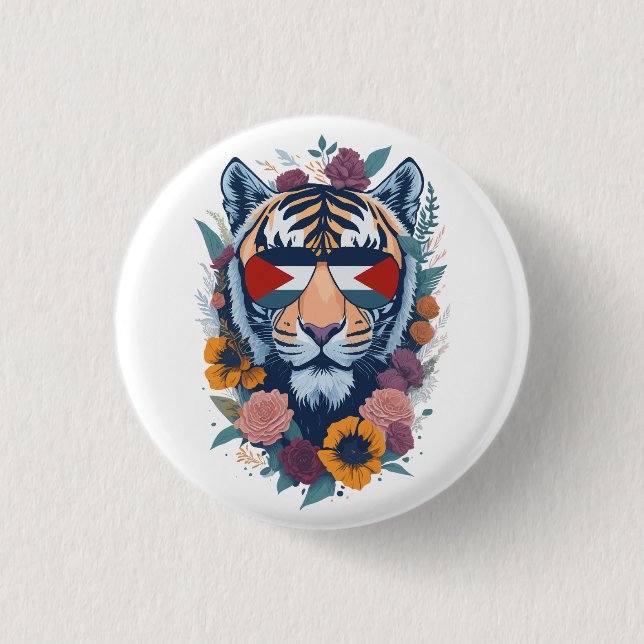 Palestinian tiger - Palestine FLAG  Button (Front)