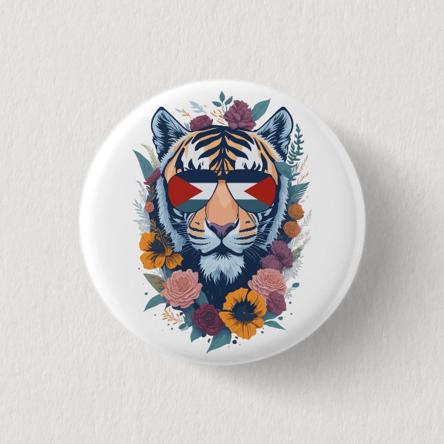 Palestinian tiger - Palestine FLAG Button (Front)