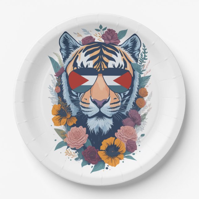 Palestinian tiger - Palestine FLAG  - Gift For Pal Paper Plates (Front)