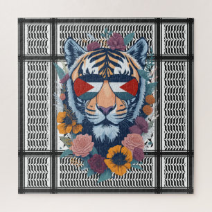 Palestinian traditional Kufiyah cool tiger Jigsaw Puzzle