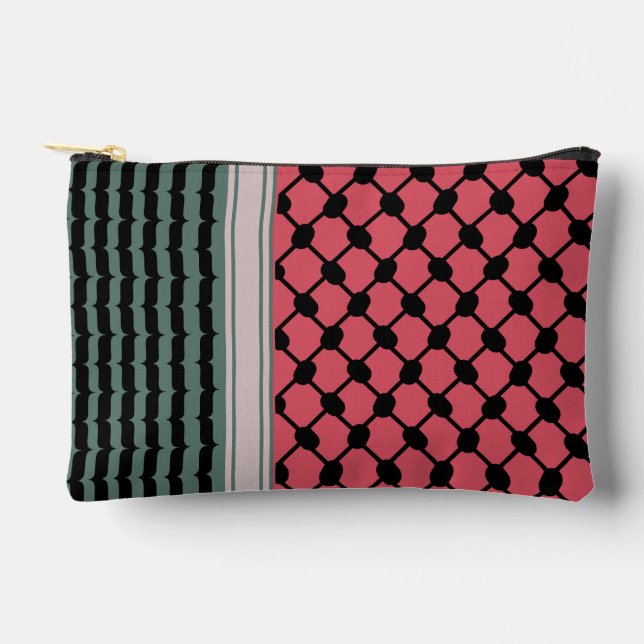 Palestinian watermelon Hatta Keffiyeh Kufiya Folk Accessory Pouch (Front)