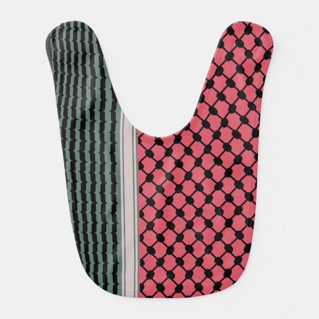 Palestinian watermelon Hatta Keffiyeh Kufiya Folk Baby Bib (Front)