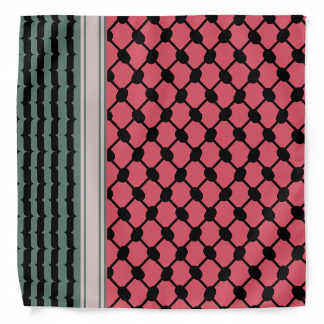 Palestinian watermelon Hatta Keffiyeh Kufiya Folk Bandana (Front)