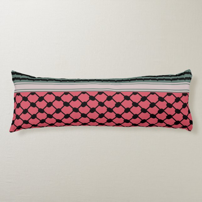 Palestinian watermelon Hatta Keffiyeh Kufiya Folk Body Pillow (Front)