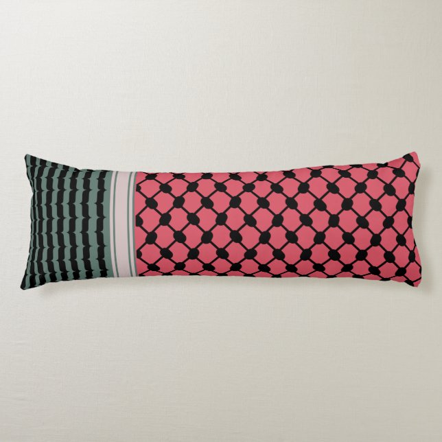 Palestinian watermelon Hatta Keffiyeh Kufiya Folk Body Pillow (Front)