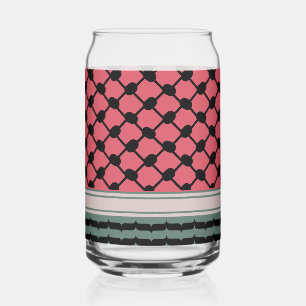 Palestinian watermelon Hatta Keffiyeh Kufiya Folk Can Glass