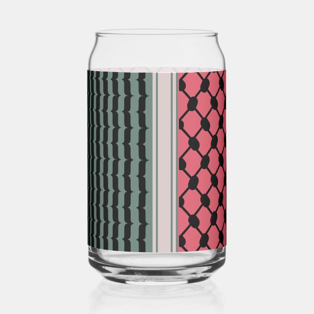 Palestinian watermelon Hatta Keffiyeh Kufiya Folk Can Glass (Front)