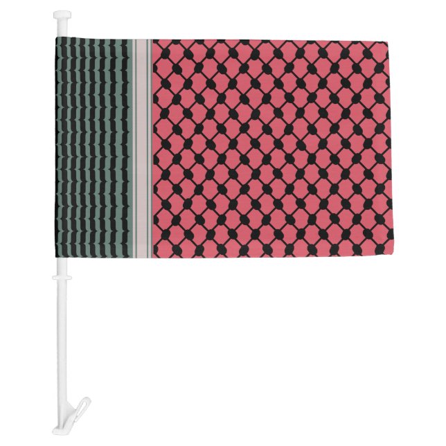 Palestinian watermelon Hatta Keffiyeh Kufiya Folk Car Flag (Front)