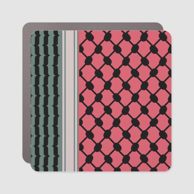 Palestinian watermelon Hatta Keffiyeh Kufiya Folk Car Magnet (Front)
