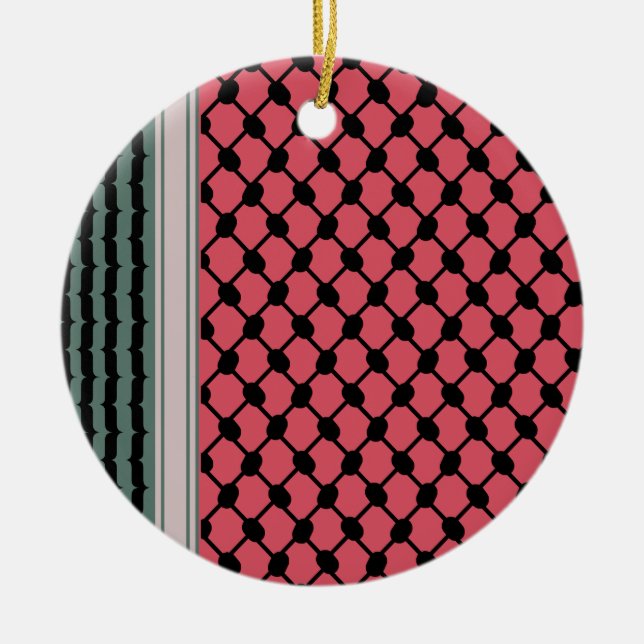 Palestinian watermelon Hatta Keffiyeh Kufiya Folk Ceramic Ornament (Front)