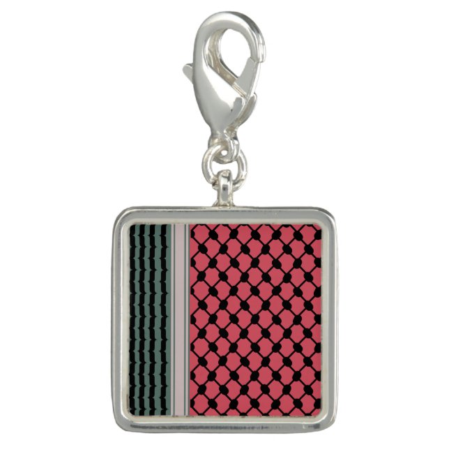 Palestinian watermelon Hatta Keffiyeh Kufiya Folk Charm (Front)