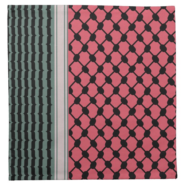 Palestinian watermelon Hatta Keffiyeh Kufiya Folk Cloth Napkin (Front)