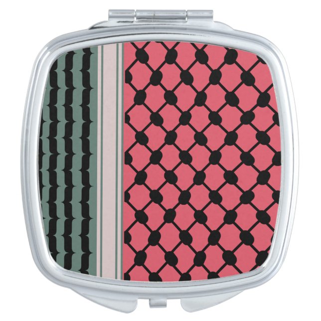 Palestinian watermelon Hatta Keffiyeh Kufiya Folk Compact Mirror (Front)