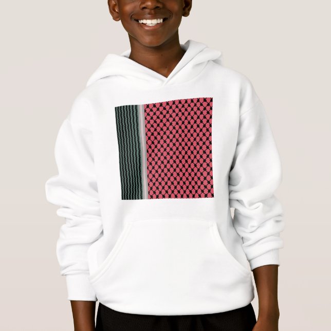 Palestinian watermelon Hatta Keffiyeh Kufiya Folk Hoodie (Front)